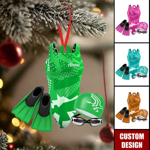 Personalized Swimming Christmas Ornament - Gift For Ocean Lover, Swim Team Keepsake