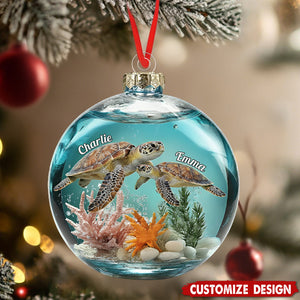 Turtle Couple - Personalized Turtle Transparent Ornament