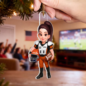 Proud American Football Player - Personalized Acrylic Ornament - Gift For Football Lovers, Grandson, Son, Husband