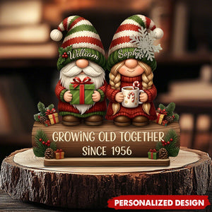 Couple Growing Old Together Plaque, Personalized Christmas Standing Wooden Plaque, Xmas Decor For Couples And Grandparents
