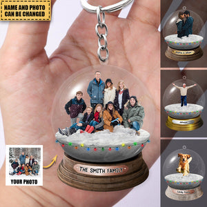 Personalized Family/Sisters/Friends/Pets In Christmas Snowball Acrylic Keychain-Upload Photo
