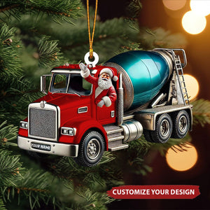 Personalized Cement Mixer Santa Ornament - 2025 New Release Unique Holiday Gift for Construction Fans