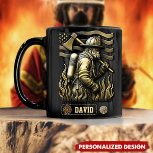 Proud Firefighter-Personalized Firefighter Black Mug