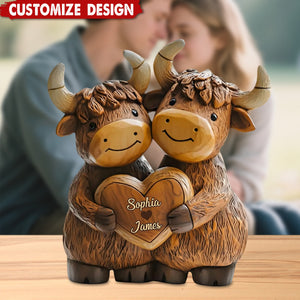 Personalized Cute Highland Cow Couple Acrylic Plaque