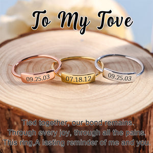 Custom Delicate Dainty Bar Date Ring