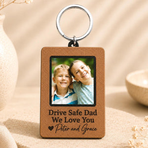 Personalized Photo Keychain for Dad – Drive Safe Gift, Father’s Day Gift from Kids