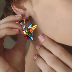 Colorful Hummingbird Necklace & Earrings - Gift Bird Lovers