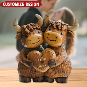 Personalized Cute Highland Cow Couple Acrylic Plaque