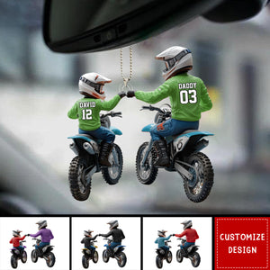 Dirt Bike Dad And Kid - Personalized Dirt Bike Car Ornament
