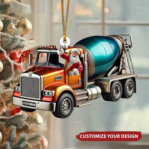 Personalized Cement Mixer Santa Ornament - 2025 New Release Unique Holiday Gift for Construction Fans