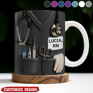 Celebrate Everyday Heroes, Stethoscope And Medical Instruments - Personalized Coffee Mug - Perfect Gift For Nurses