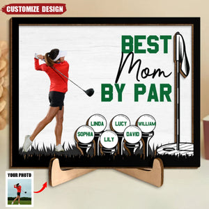 Best Dad/Mom/Papa/Nana By Par - Personalized Wooden Photo Plaque