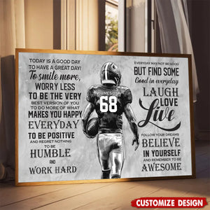 Today Is A Good Day-Motivational Personalized Football Boy Poster-Gift For Football Lovers