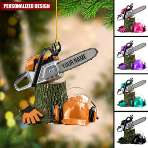 Personalized Arborist Chainsaw Christmas Ornament Gift for Lumberjacks & Loggers
