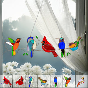 Stained Glass Humming Birds Suncatcher - Gift For Bird Lovers