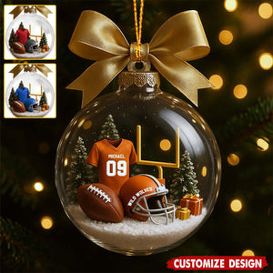 Football Season Is Coming - Personalized Football Transparent Ornament