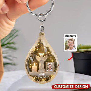 Personalized Angel&Candle Memorial Keychain – Memorial Gift