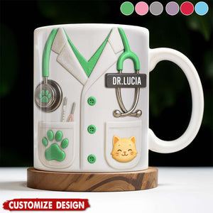 Medical Professional Design With Stethoscope And Dog Cat - Personalized Coffee Mug - Gift For Veterinarians