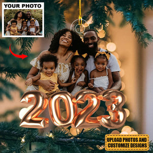 2023 Christmas Balloon - Personalized Photo Mica Ornament - Christmas Gift For Family Members