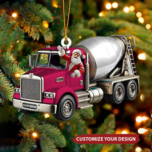 Personalized Cement Mixer Santa Ornament - 2025 New Release Unique Holiday Gift for Construction Fans