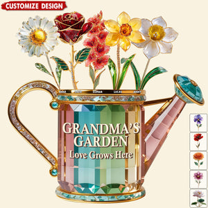 Personalized Grandma Birth Month Flowers Acrylic Plaque - Gifts For Grandma
