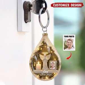 Personalized Angel&Candle Memorial Keychain – Memorial Gift