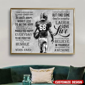 Today Is A Good Day-Motivational Personalized Football Boy Poster-Gift For Football Lovers
