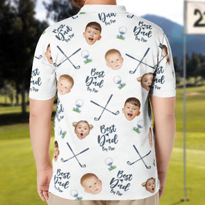 Best Dad By Par - Personalized Photo Polo Shirt