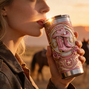 Vintage Western Cowgirl 20oz Tumbler - Personalized Gifts For Cowgirl