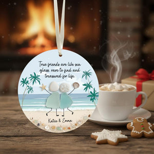 Personalized Friendship Sea Glass Christmas Ornament, Soul Sister Gift
