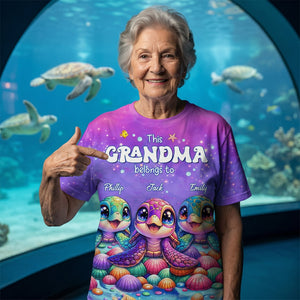 This Grandma belongs to Colorful Turtle Personalized 3D T-shirt