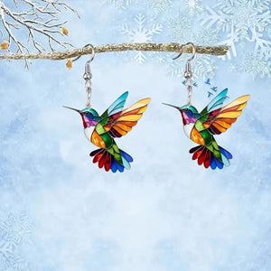 Colorful Hummingbird Necklace & Earrings - Gift Bird Lovers