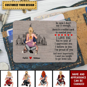I Need You Tonight So Get Home Safe-Personalized Couple Hugging Aluminum Wallet Card