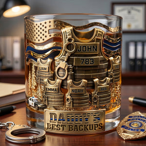 Legendary Police Dad Round Glass, Personalized Gifts For Police Officer, Sheriff, Captain Dad