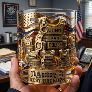 Legendary Police Dad Round Glass, Personalized Gifts For Police Officer, Sheriff, Captain Dad