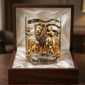 Lion Dad And Kids - Best Dad Ever Drinking Glass - Personalized Gifts For Dads