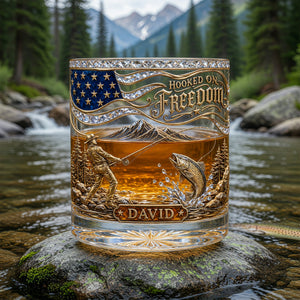 Hooked On Freedom Fishing Round Glass - Personalized Gifts For Fishing Lovers