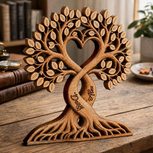 Personalized Heart Tree Wooden Plaque - Gift For Anniversary Lovers