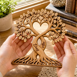Personalized Heart Tree Wooden Plaque - Gift For Anniversary Lovers