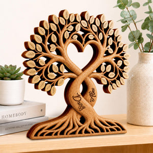 Personalized Heart Tree Wooden Plaque - Gift For Anniversary Lovers