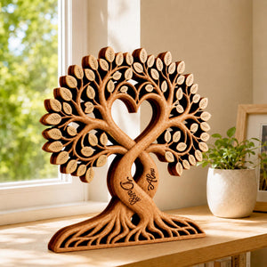 Personalized Heart Tree Wooden Plaque - Gift For Anniversary Lovers