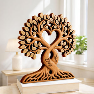 Personalized Heart Tree Wooden Plaque - Gift For Anniversary Lovers