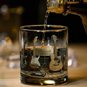 Personalized Guitar Whiskey Glass-Gift For Guitarist Men