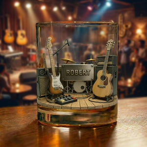 Personalized Guitar Whiskey Glass-Gift For Guitarist Men
