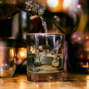 Personalized Guitar Whiskey Glass-Gift For Guitarist Men