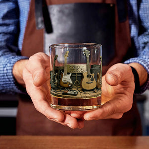 Personalized Guitar Whiskey Glass-Gift For Guitarist Men