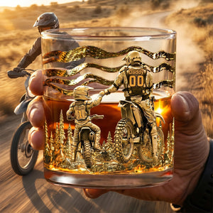 Dad Dirt Bike Round Glass - Personalized Gifts For Dad