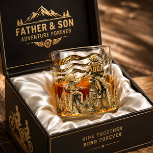 Dad Dirt Bike Round Glass - Personalized Gifts For Dad