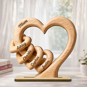 Personalized Heart Wooden Plaque - Gift For Mother's Day