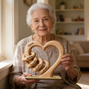 Personalized Heart Wooden Plaque - Gift For Mother's Day